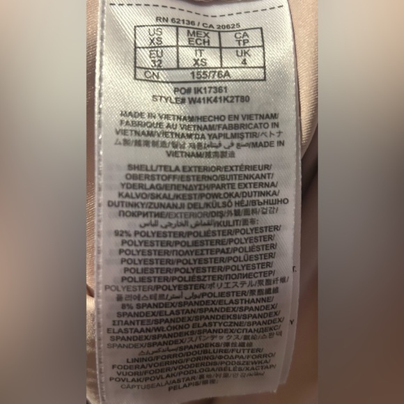 Guess? Pale Pink & Black Polka Dotted Off-Shoulder Criss-Cross Backed Mini Dress - Picture 6 of 7